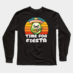 Cute Avacado cartoon Time for Fiesta Long Sleeve T-Shirt